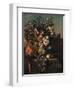 Carnations and Other Flowers with Parrots on a Pedestal-Pieter Casteels-Framed Giclee Print