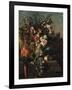 Carnations and Other Flowers with Parrots on a Pedestal-Pieter Casteels-Framed Giclee Print