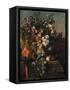 Carnations and Other Flowers with Parrots on a Pedestal-Pieter Casteels-Framed Stretched Canvas