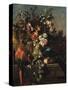 Carnations and Other Flowers with Parrots on a Pedestal-Pieter Casteels-Stretched Canvas