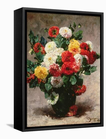 Carnations in a Vase-Georges Jeannin-Framed Stretched Canvas