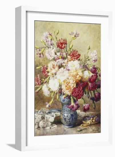 Carnations in the Albarello-Francois Rivoire-Framed Giclee Print