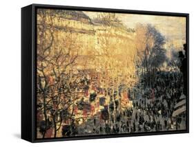 Carnaval sur le boulevard des Capucines-Claude Monet-Framed Stretched Canvas