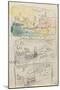 Carnet : 3 paysages dans un cadre et annotations manuscrites-Paul Signac-Mounted Giclee Print