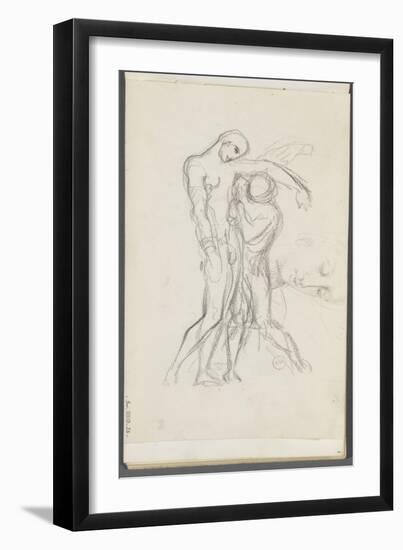 Carnet de dessins : deux personnages debout l'un soutenant l'autre (saint Sébastien secouru)-Gustave Moreau-Framed Giclee Print