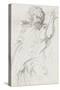 Carnet de dessins : étude d'homme barbu debout pour " Le Roi Canut et ses courtisans"-Gustave Moreau-Stretched Canvas