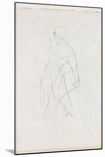 Carnet de dessins : étude d'homme nu debout-Gustave Moreau-Mounted Giclee Print