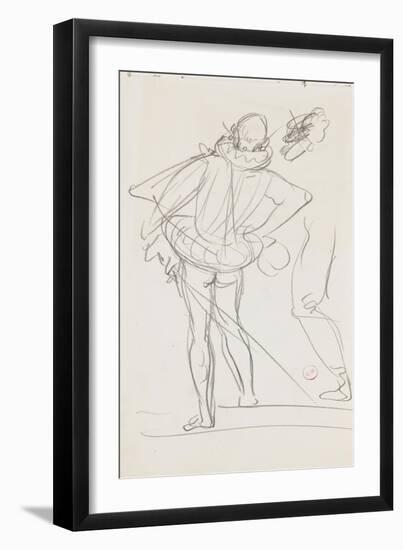 Carnet de dessins : homme de dos portant une épée au côté et vêtu d'un costume renaissance-Gustave Moreau-Framed Giclee Print