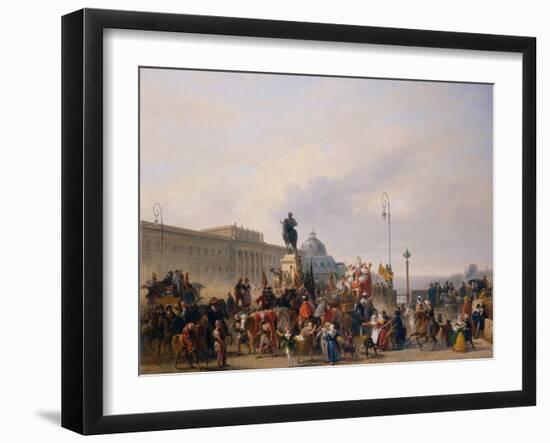 Carnival at Pont Neuf, 1830-Guillaume Frederic Ronmy-Framed Giclee Print