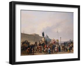 Carnival at Pont Neuf, 1830-Guillaume Frederic Ronmy-Framed Giclee Print