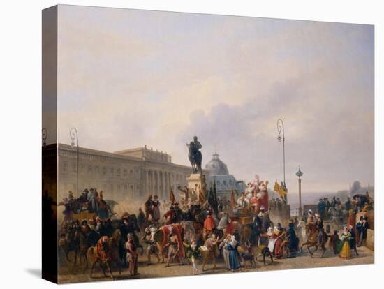 Carnival at Pont Neuf, 1830-Guillaume Frederic Ronmy-Stretched Canvas