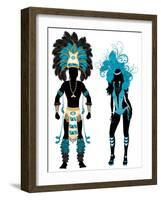 Carnival Blue Couple-BasheeraDesigns-Framed Art Print