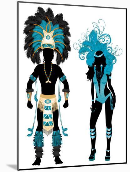 Carnival Blue Couple-BasheeraDesigns-Mounted Art Print