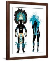 Carnival Blue Couple-BasheeraDesigns-Framed Art Print