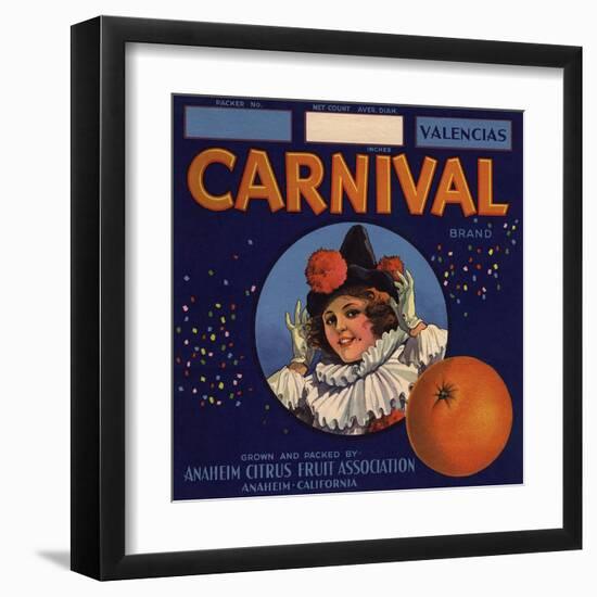 Carnival Brand - Anaheim, California - Citrus Crate Label-Lantern Press-Framed Art Print