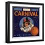 Carnival Brand - Anaheim, California - Citrus Crate Label-Lantern Press-Framed Art Print