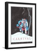 Carnival Clowns in Snow at Night-null-Framed Giclee Print