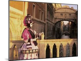 Carnival Costume and the Bridge of Sighs, Venice, Veneto, Italy-Simon Harris-Mounted Photographic Print