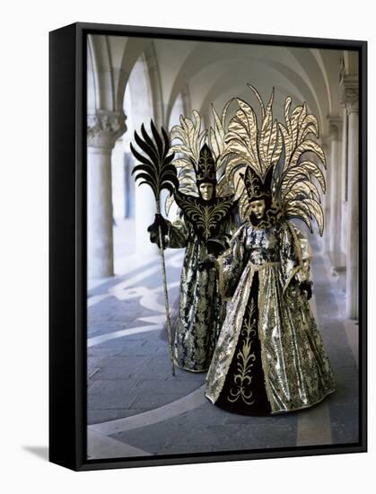 Carnival Costumes, Venice, Veneto, Italy-Simon Harris-Framed Stretched Canvas