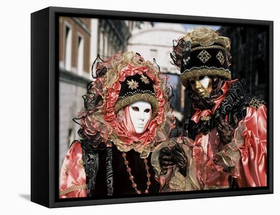 Carnival Costumes, Venice, Veneto, Italy-Simon Harris-Framed Stretched Canvas