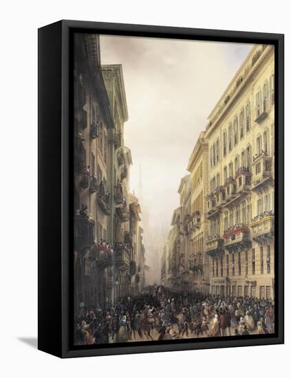 Carnival in Milan-Carlo Bossoli-Framed Stretched Canvas