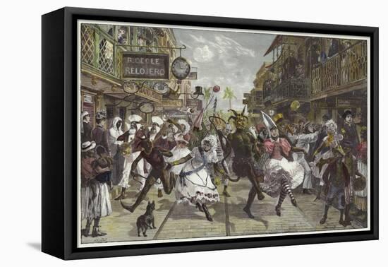 Carnival in Port of Spain, Trinidad-William Heysham Overend-Framed Stretched Canvas