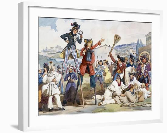 Carnival in Rome, by Bartolomeo Pinelli (1781-1835), Italy, 19th Century-Bartolomeo Pinelli-Framed Giclee Print