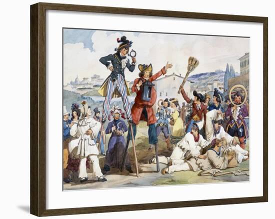 Carnival in Rome, by Bartolomeo Pinelli (1781-1835), Italy, 19th Century-Bartolomeo Pinelli-Framed Giclee Print