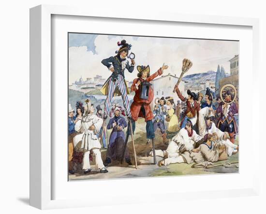 Carnival in Rome, by Bartolomeo Pinelli (1781-1835), Italy, 19th Century-Bartolomeo Pinelli-Framed Giclee Print