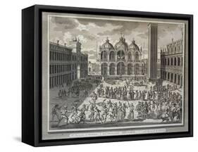 Carnival in St Mark's Square in Venice, Italy, 1757-null-Framed Stretched Canvas