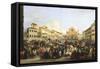 Carnival in the Square of the Holy Cross in Florence-Giovanni Signorini-Framed Stretched Canvas