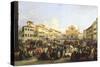 Carnival in the Square of the Holy Cross in Florence-Giovanni Signorini-Stretched Canvas