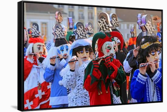 Carnival of Basel (Basler Fasnacht), Basel, Canton of Basel City, Switzerland, Europe-Hans-Peter Merten-Framed Stretched Canvas