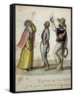 Carnival Scene, Watercolour by Ramon Salas, Ecuador, 19th Century-null-Framed Stretched Canvas