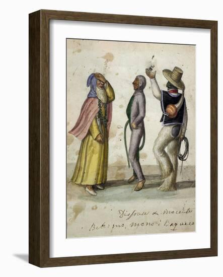 Carnival Scene, Watercolour by Ramon Salas, Ecuador, 19th Century-null-Framed Giclee Print