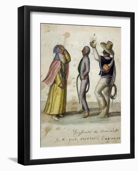 Carnival Scene, Watercolour by Ramon Salas, Ecuador, 19th Century-null-Framed Giclee Print