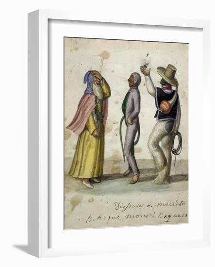 Carnival Scene, Watercolour by Ramon Salas, Ecuador, 19th Century-null-Framed Giclee Print