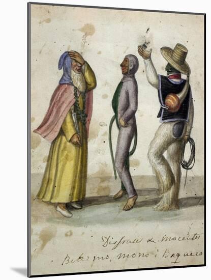 Carnival Scene, Watercolour by Ramon Salas, Ecuador, 19th Century-null-Mounted Giclee Print