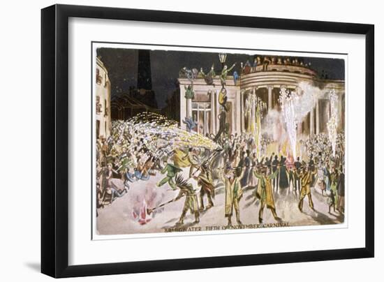 Carnival with Fireworks on November Fifth at Bridgwater Somerset-null-Framed Art Print