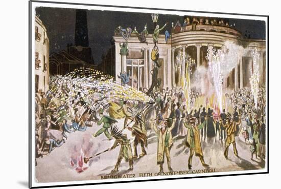 Carnival with Fireworks on November Fifth at Bridgwater Somerset-null-Mounted Art Print