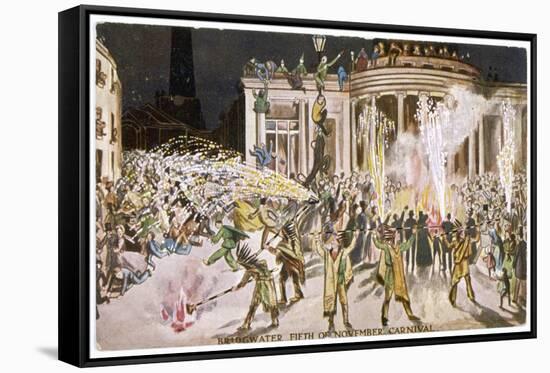Carnival with Fireworks on November Fifth at Bridgwater Somerset-null-Framed Stretched Canvas