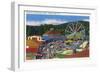 Caroga Lake, New York - Sherman's Amusement Center View-Lantern Press-Framed Art Print