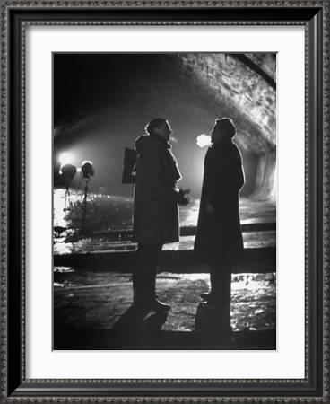 Carol Reed Coaching Orson Welles As They Stand Against Floodlights During Filming The Third Man Premium Photographic Print William Sumits Allposters Com