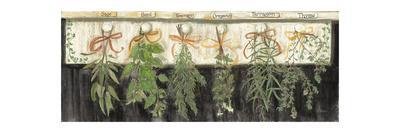 Herbs on Pegs Black Crop-Carol Rowan-Art Print
