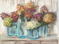 Hydrangeas in Glass Jars Blue-Carol Rowan-Art Print