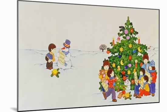 Carol Singers in Front of a Christmas Tree-Christian Kaempf-Mounted Giclee Print