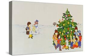 Carol Singers in Front of a Christmas Tree-Christian Kaempf-Stretched Canvas