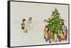 Carol Singers in Front of a Christmas Tree-Christian Kaempf-Framed Stretched Canvas