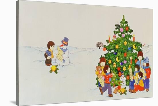 Carol Singers in Front of a Christmas Tree-Christian Kaempf-Stretched Canvas