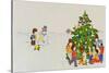 Carol Singers in Front of a Christmas Tree-Christian Kaempf-Stretched Canvas